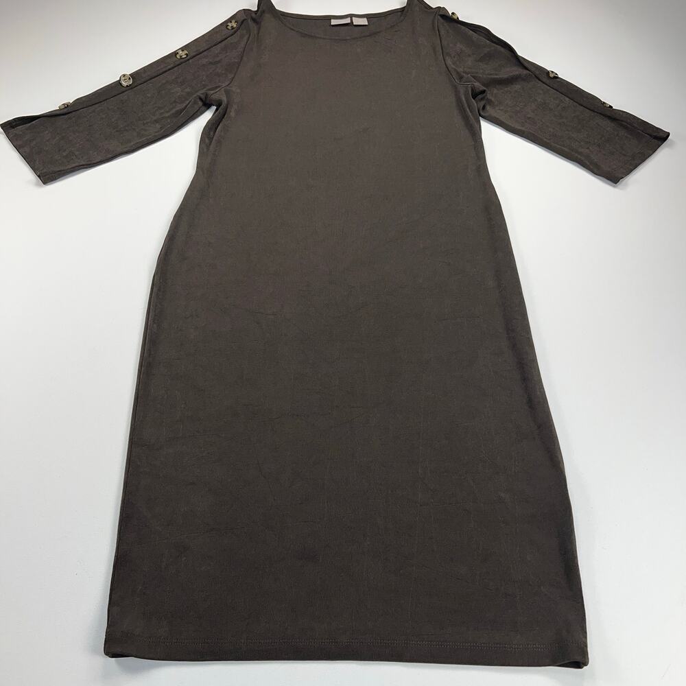 Chico's Travelers Brown Stretch Shift Dress No Wrinkle Size 12/14 (Chico's 2) - Picture 14 of 14